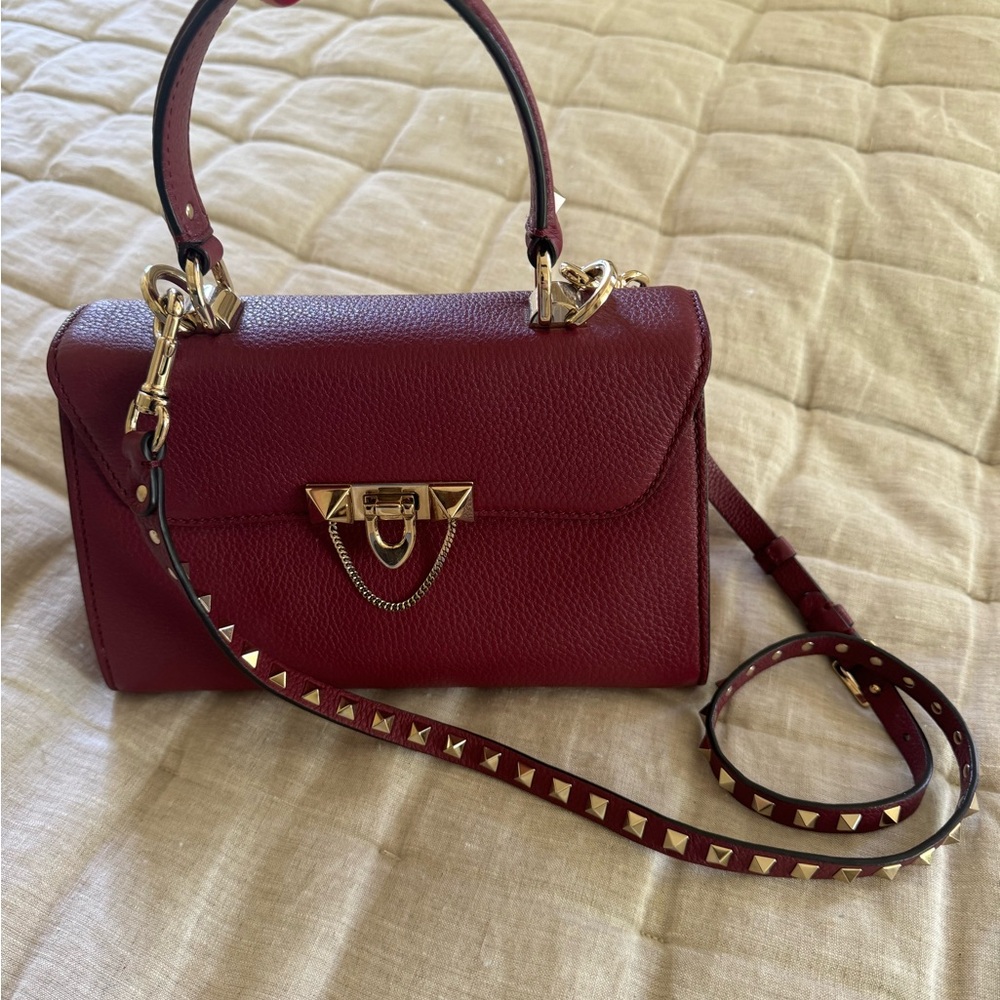 Valentino rockstud top handle crossbody Burgundy Handbag